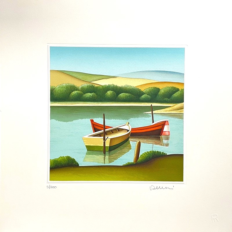 "Barche sull'Arno" serigrafia cm. 40x40